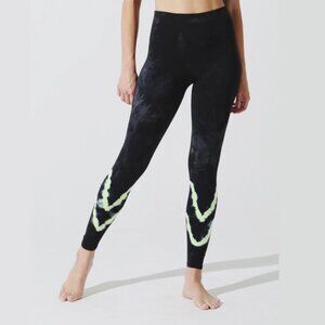 Electric & Rose Sunset Leggings in Black Onyx and Neon Yellow Tie Dye Size Small